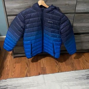 Puffy boys jacket with a blue gradient